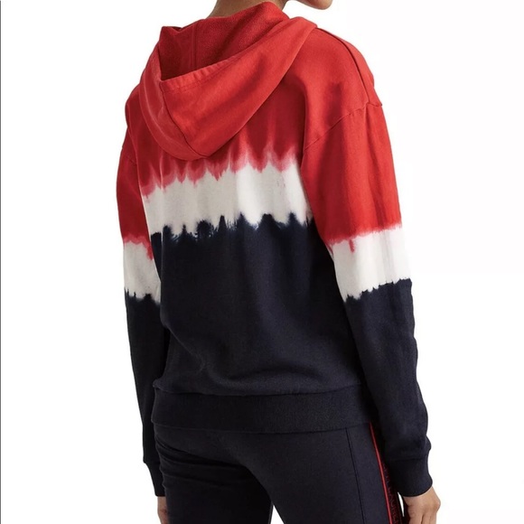 NWT Ralph Lauren Tie Dye Red White Blue Ombré Hoodie Sweatshirt / Size XS - Picture 3 of 8